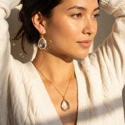 clear quartz necklace set matching earrings crystal jewelry set