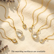 clear quartz necklace and earrings set gold april birthstone jewelry
