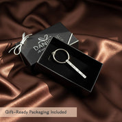 Gift ready packaging for personalized engraved bar keychain custom keyring from Danique Jewelry