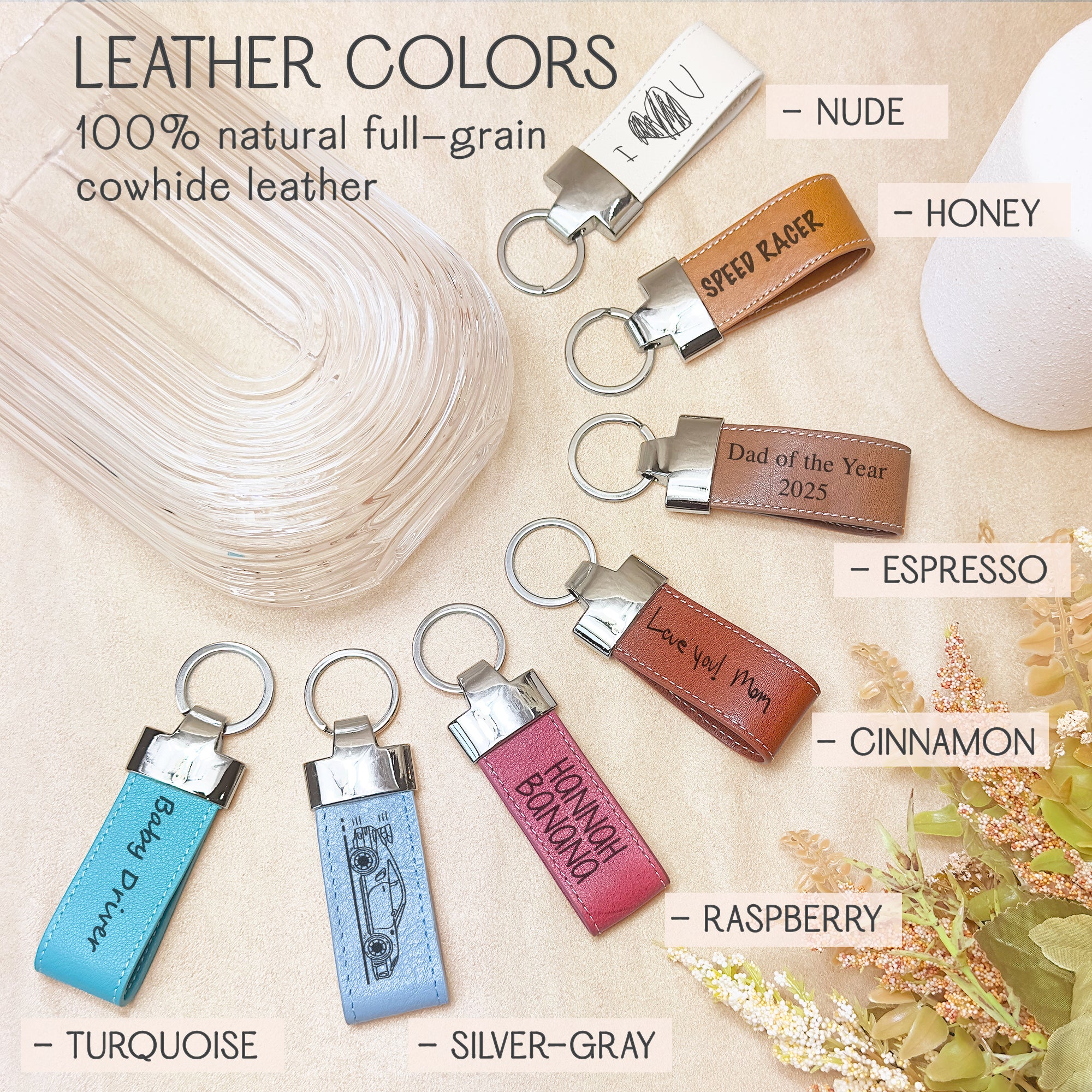 leather colors for large keychains. leather anniversary gift, leather wedding anniversary gift, 3rd anniversary gift, gift for him, gift for her, birthday gift, christmas gift, valentine's day gift, gift for mom, gift for dad, gift for grandma, medical ID keychain, gift for grandpa, wedding anniversary, third wedding gift, gift for husband, gift for wife, gift for graduate, grad gift, passed drivers test gift