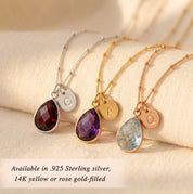 Personalized initial necklace with birthstone gold dainty charm necklace