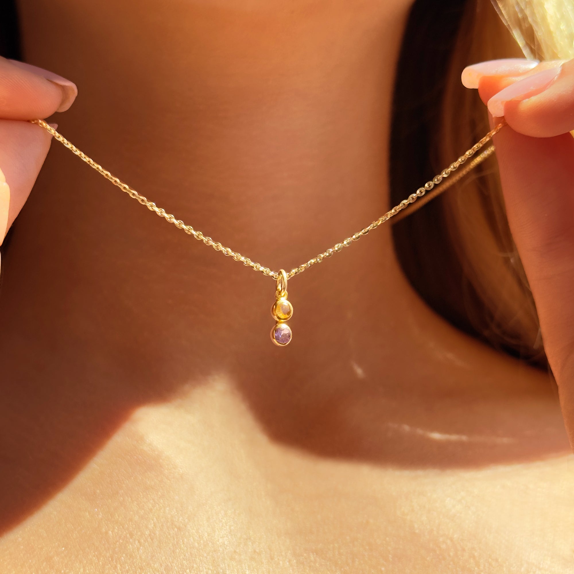 Personalized Birthstone Bar Necklace Minimalist Jewelry Gift