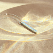 Custom Dainty 3D Bar Necklace, Solid Sterling Silver Vertical Bar Pendant with Engraving, 4 Sided Engraved Stick Charm Necklace, Custom Gift for Her