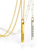 Dainty Engraved 3D Bar Necklace, Stainless Steel Laser Engraved Name Necklace, 4 Sides Engraved Stick Charm, Birthday Gift for Mom, Mother's Day Gift
