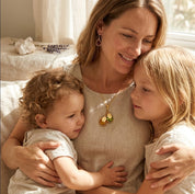 custom mom birthstone necklace and earrings set gold teardrop pendant with kids birthstones meaningful gift.