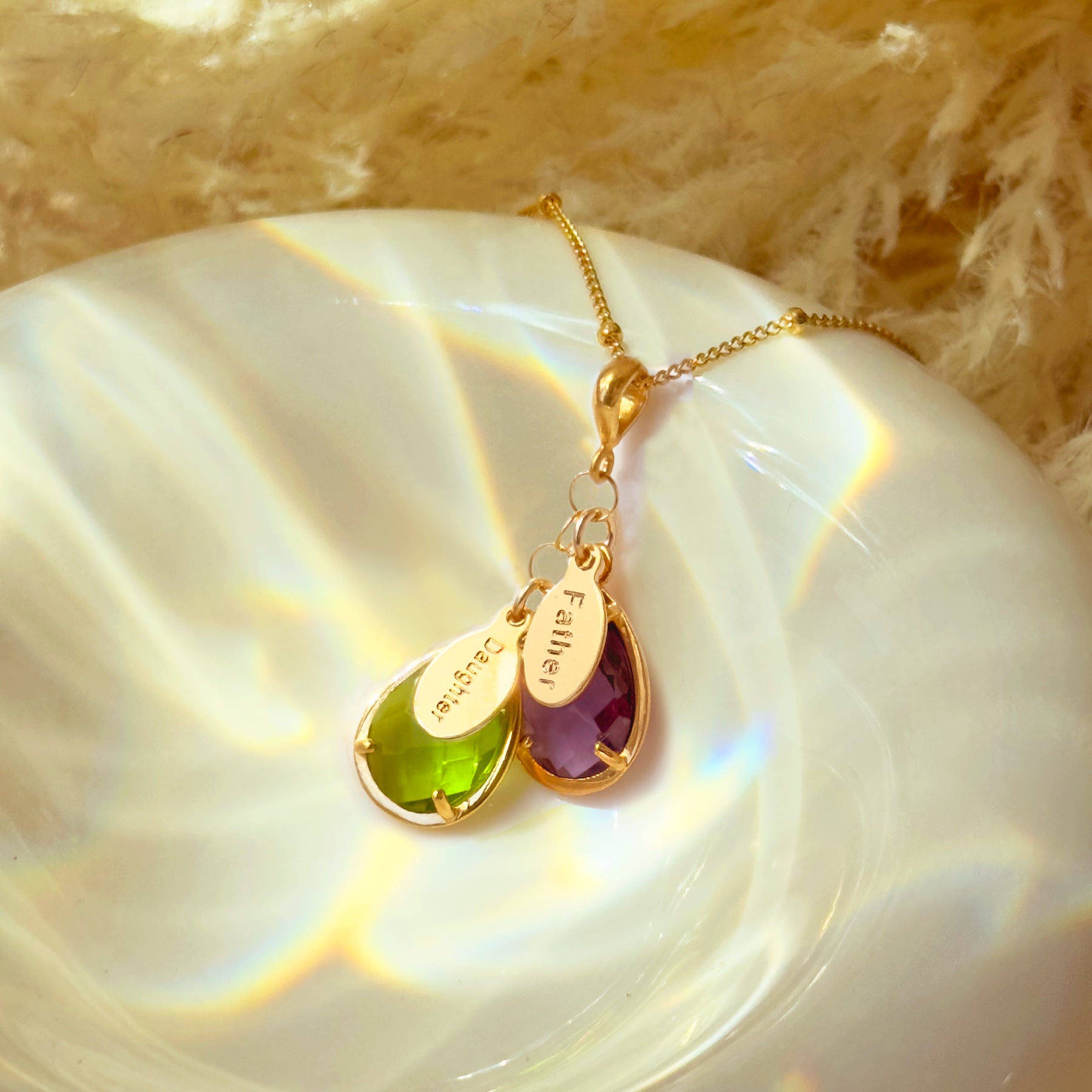 The Danique Birthstone & Name Necklace for Mom, Mother's Cascade Pendant, Sterling Silver or Gold Fill, Personalized Gift for Mom, Family Jewelry