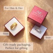 Gift ready presentation of a custom pet nose print ring in Danique style packaging, shown as a meaningful pet memorial ring and dog lover gift for him or her, perfect for birthdays holidays anniversaries or sympathy gifting, includes polished comfort fit band with outside nose texture engraving from your pet’s real nose photo and optional inside engraving for a secret message, ready to give as remembrance keepsake jewelry for dog moms and pet parents.