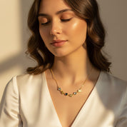 Personalized necklace with birthstone and letter charm for mom