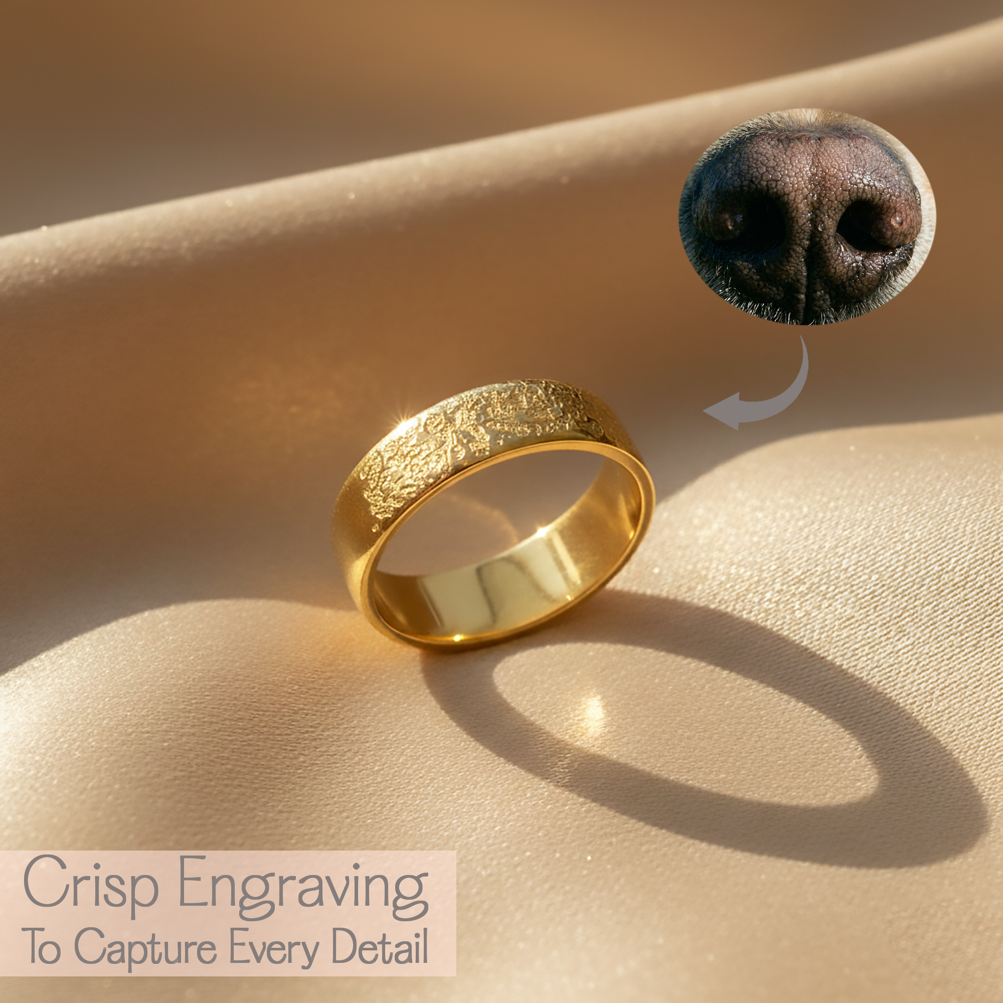 6mm Custom Dog Nose Print Ring, Personalized Pet Keepsake Gift Memorial Cat Sterling Silver, Rose Gold [6mm]