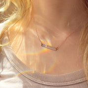 Actual Fingerprint Bar Necklace, Intimate Memorial Gift for Women, Custom Engraved Minimalist Bar, 14K Gold-Filled, Rose Gold or 925 Sterling Silver