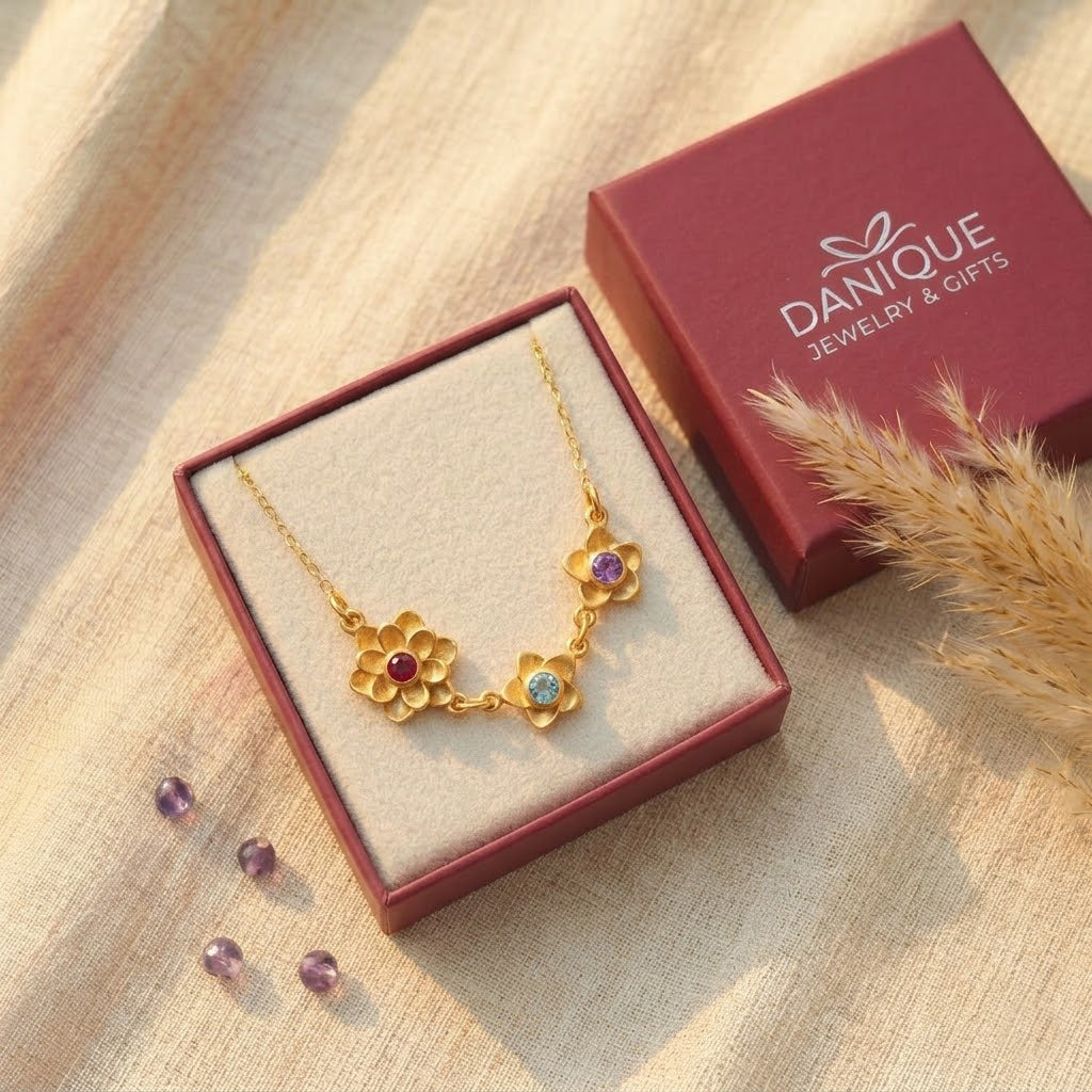 personalized jewelry gift packaging with birthstone necklace box