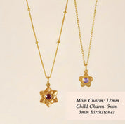 Custom floral necklace with faceted gemstone center, meaningful pendant necklace for mom, daughter, or gift for her