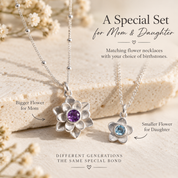 Mother Daughter Bloom Necklace Set,  Custom birthstone flower pendant [Bloom]