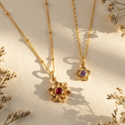 Mother Daughter Bloom Necklace Set,  Custom birthstone flower pendant [Bloom]