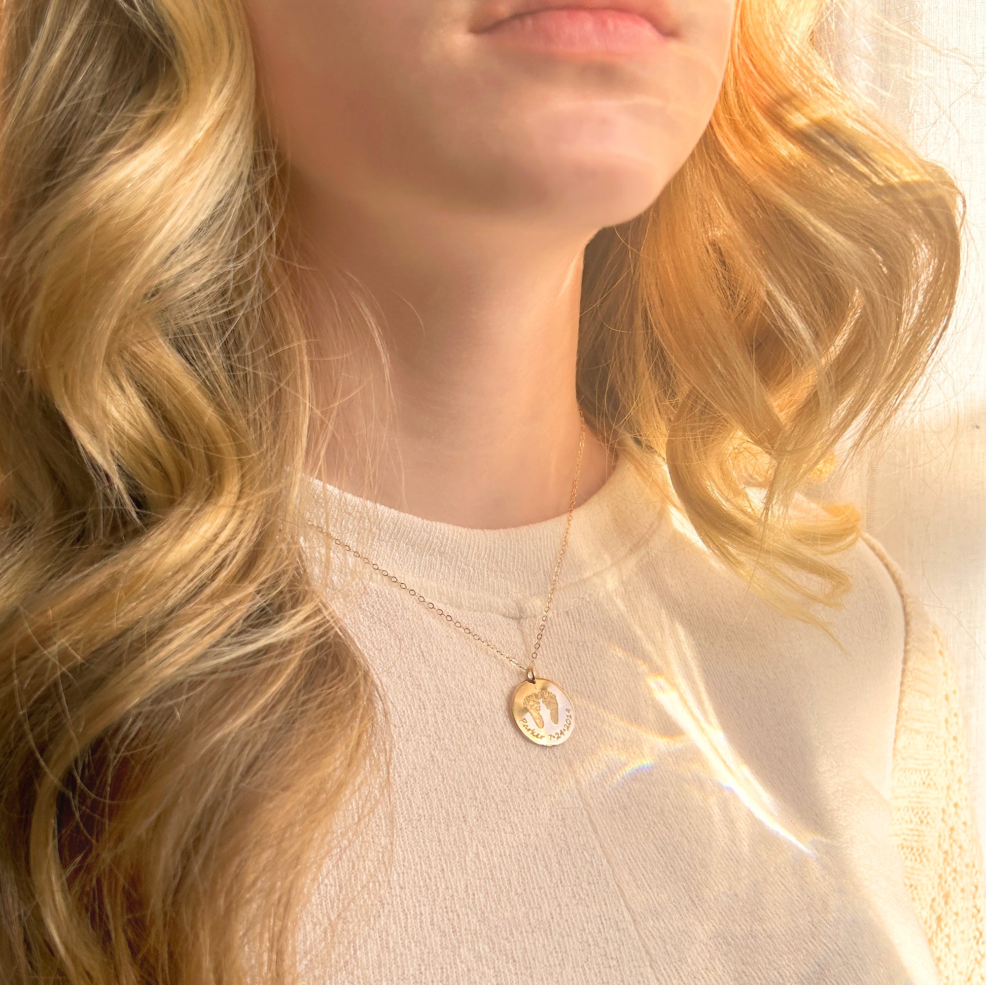 Personalized mother’s jewelry necklace in gold featuring custom engraved disc pendant with children’s initials or birthstones. Elegant gift for mom, grandma, or new mother. Perfect keepsake necklace for Mother’s Day, birthdays, baby shower push present, or holiday gift. Meaningful handmade jewelry designed to celebrate motherhood and family. Available in sterling silver, gold filled, or rose gold. Unique gift idea for moms who love sentimental and minimalist style jewelry.