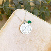 Mother's Keepsake Baby Footprint Necklace with Birthstone, Custom Engraved Actual Handprint Necklace, Lost Baby Memorial Gift, Gift for Mom