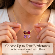 Four Birthstone Necklace for Mom, Custom Family Teardrop Necklace