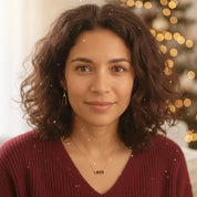 Personalized garnet baguette necklace with custom engraving in gold, featuring deep red gemstone bar pendant, dainty chain, and secret message engraving, elegant minimalist jewelry gift for women