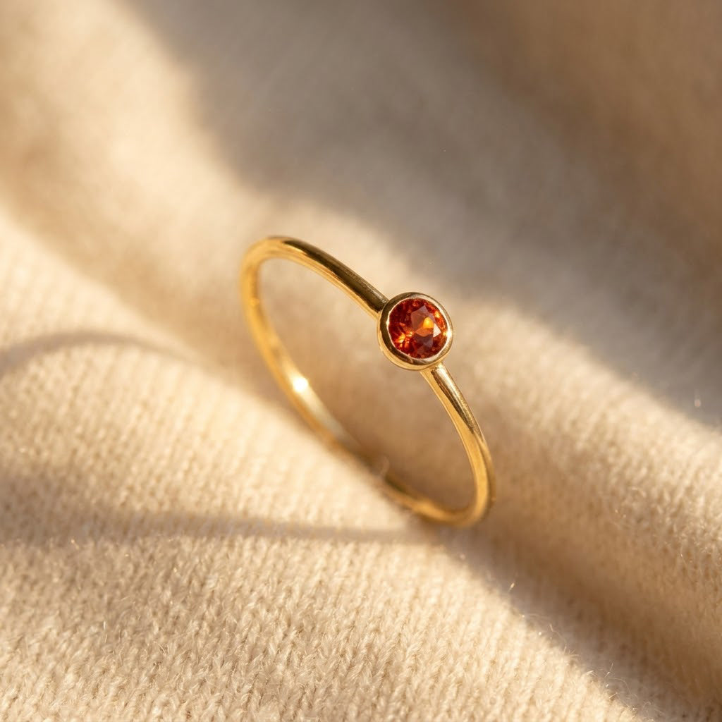 tiny garnet ring gold everyday minimalist jewelry