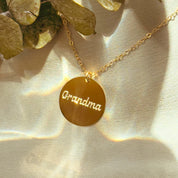 Custom Grandma Disc necklace, Custom Engraved Necklace Gift for mom