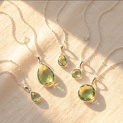 dainty green amethyst pendant necklace with faceted gemstone, minimalist prasiolite jewelry in gold