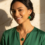 emerald green onyx necklace dainty gold pendant minimalist jewelry