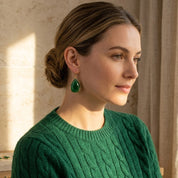 emerald green onyx earrings gold dainty drop earrings may birthstone jewelry minimalist look