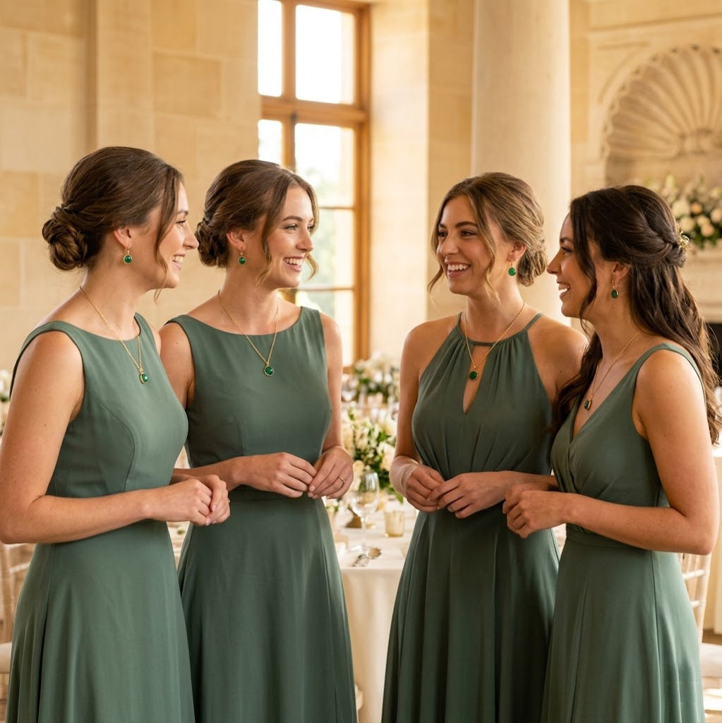 green onyx bridesmaid necklaces matching jewelry emerald gemstone gifts