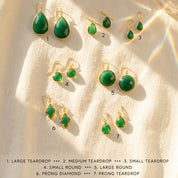 green onyx gemstone earrings gold drop earrings elegant faceted onyx jewelry