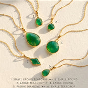 green onyx necklace multiple styles teardrop round pendant may birthstone