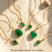 green onyx jewelry set gold necklace and earrings may birthstone emerald gemstone jewelry