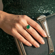 Green Onyx Oval Ring, Bezel Set Gemstone Ring in Sterling Silver, 18K Yellow Gold Vermeil or Rose Gold Vermeil