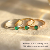 green onyx dainty everyday ring in sterling silver or in rose gold