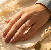 Custom engraved initial ring dainty thin band stacking jewelry in rose gold