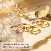 Rose Gold or sterlings silver stacking ring with engraved letter minimalist personalized ring