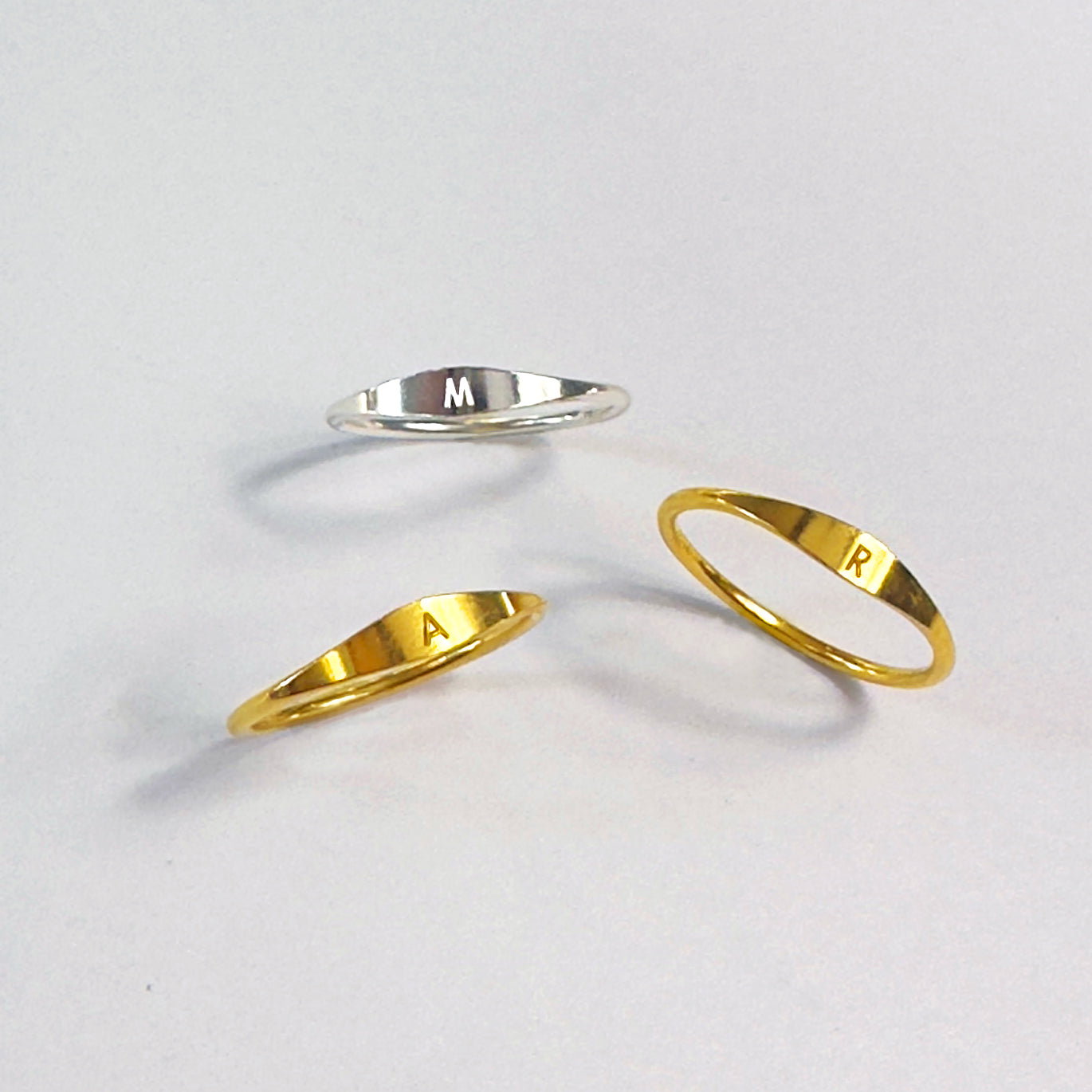 Dainty Custom Initial Shield Ring, Personalized Gold Filled or Sterling Silver Stacking Rings for Women, Letter Rings for Her, Birthday Gift for Her