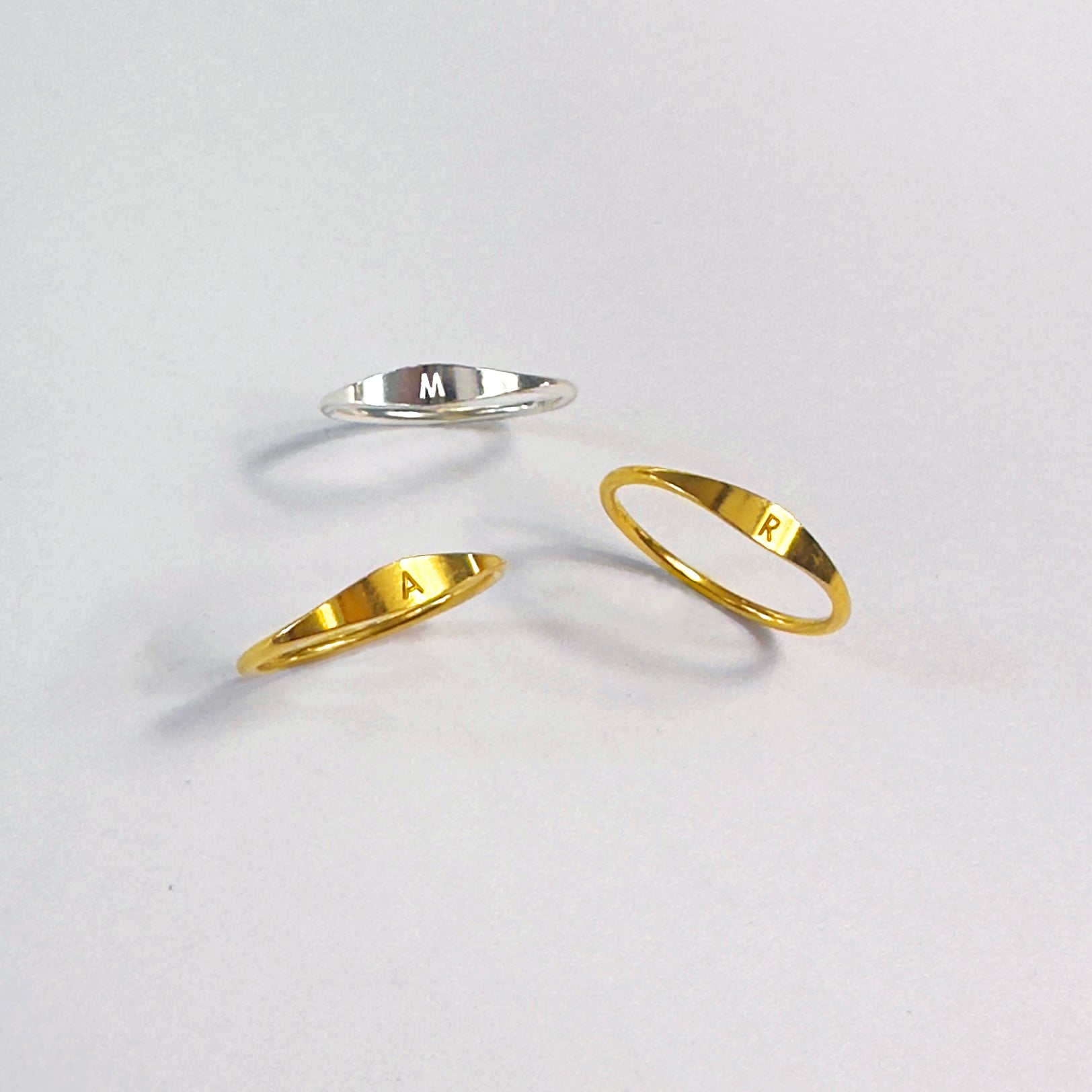 Dainty Custom Initial Shield Ring, Personalized Gold Filled or Sterling Silver Stacking Rings for Women, Letter Rings for Her, Birthday Gift for Her