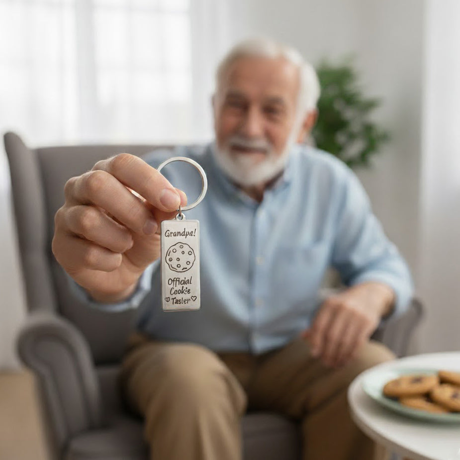 Custom Engraved Rectangle Keychain, Personalized Drawing & Handwriting Gift Valentines