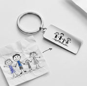Custom Engraved Rectangle Keychain, Personalized Drawing & Handwriting Gift Valentines