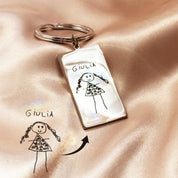 Custom Engraved Rectangle Keychain, Personalized Drawing & Handwriting Gift Valentines