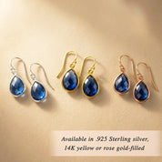 Blue kyanite earrings in sterling silver and gold filled, faceted gemstone drop earrings in multiple sizes and shapes