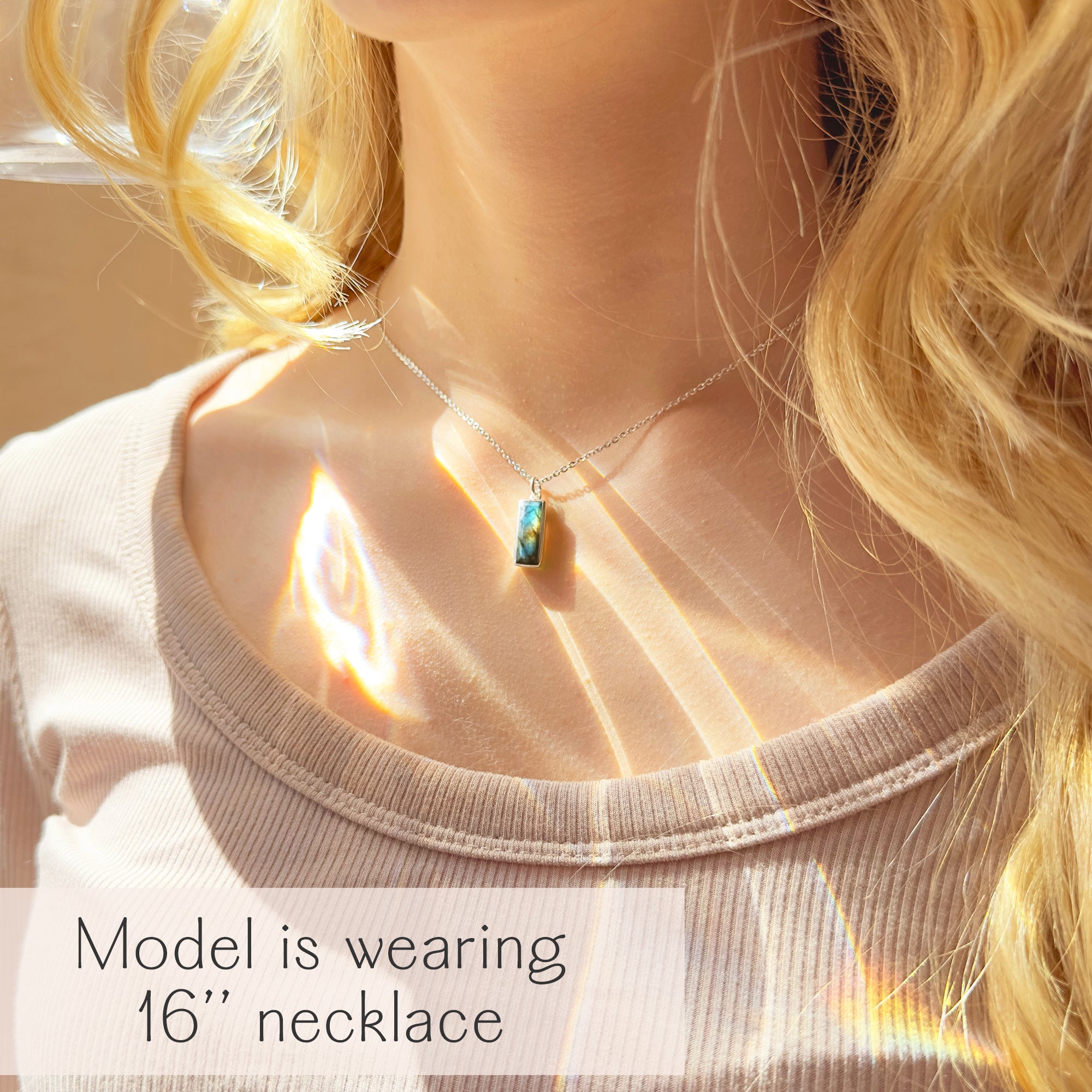 Custom engraved labradorite necklace for women, delicate gold gemstone pendant with hidden message