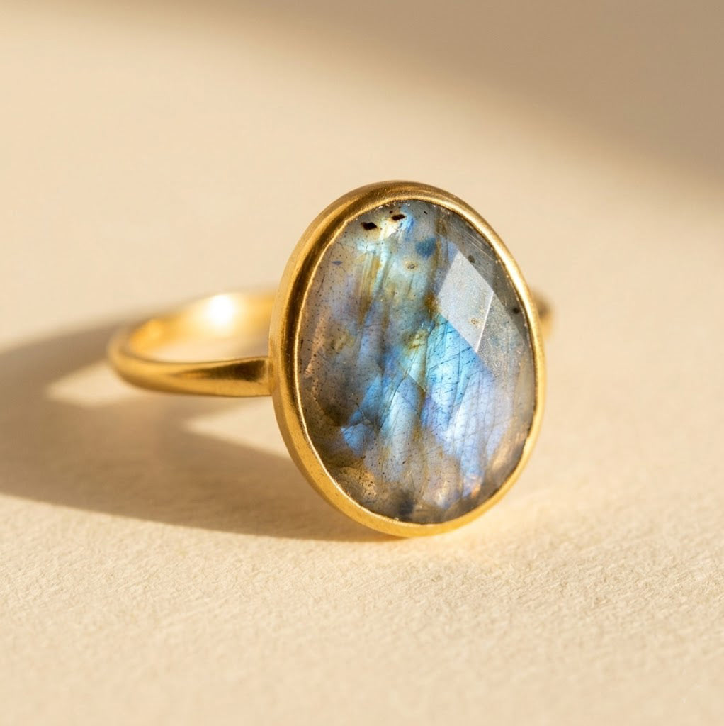 Oval Labradorite Ring | Sterling Silver or Gold Vermeil – Danique