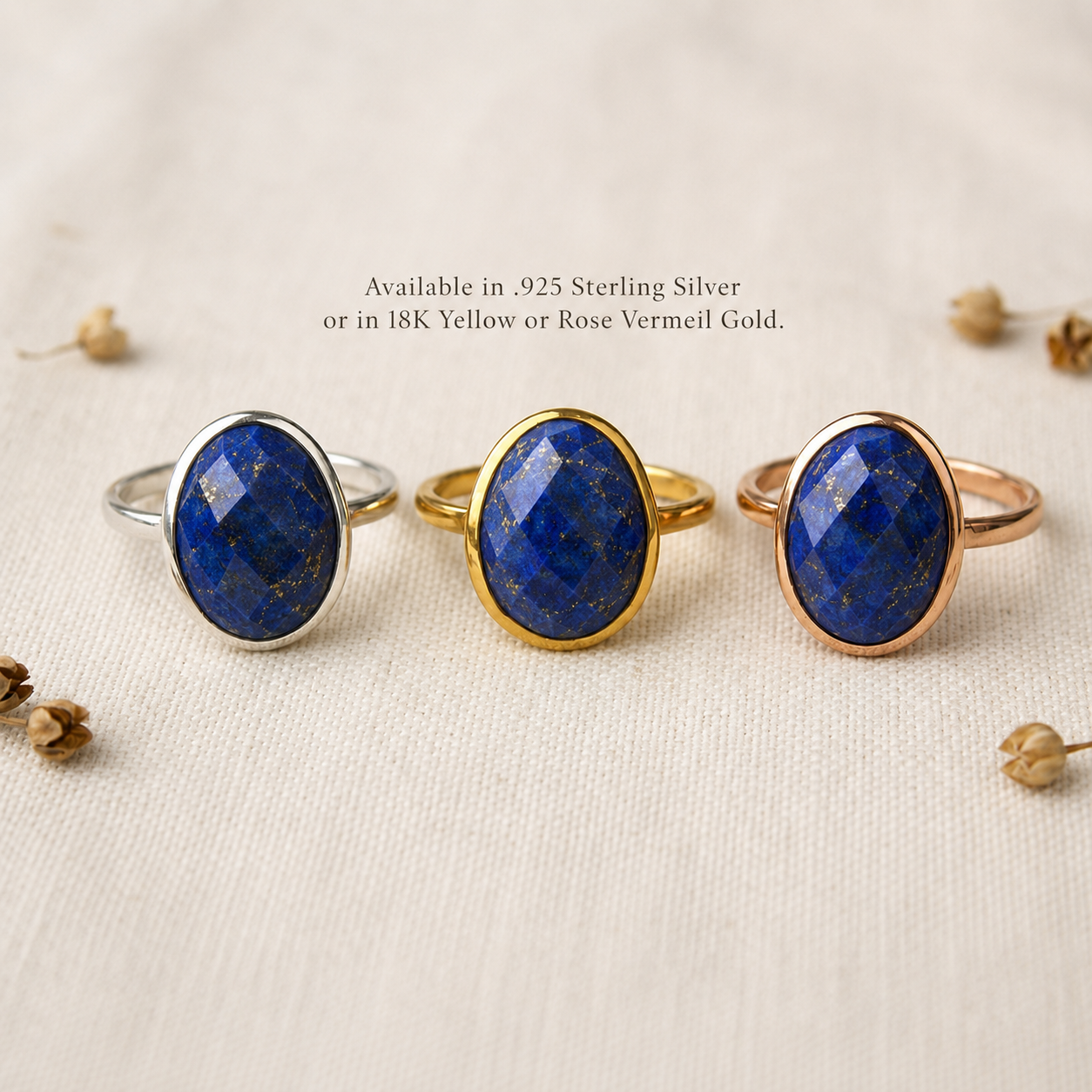 Large Teardrop Lapis Lazuli Ring, Bezel Set September Birthstone Ring in Sterling Silver, Gold or Rose Gold
