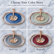Boho double oval necklace color options in Blue Sage Steel Gray and Burgundy

