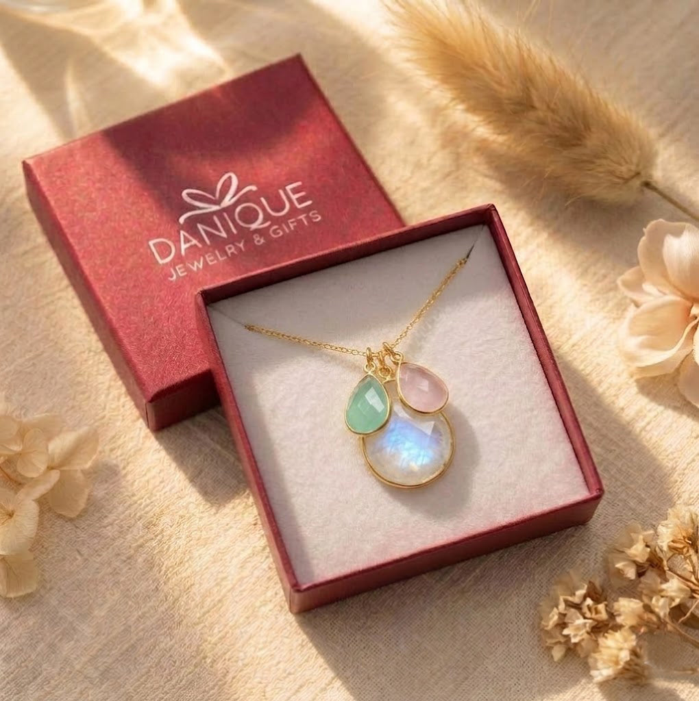 Custom Mother's Teardrop Necklace with Children's Birthstones, Personalized Mom Jewelry, Sterling Silver, Gold, Rose Gold, Birthday Gift for Mom