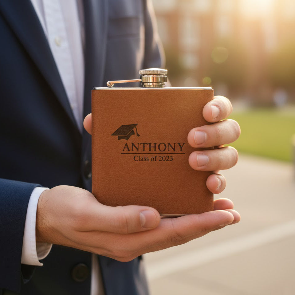 Custom Leather Flask, Personalized Engraved Gift Flask, Father's Day Gift for Dad, Custom Monogrammed Gift, Best Dad Ever Flask, Groomsmen Gift Custom