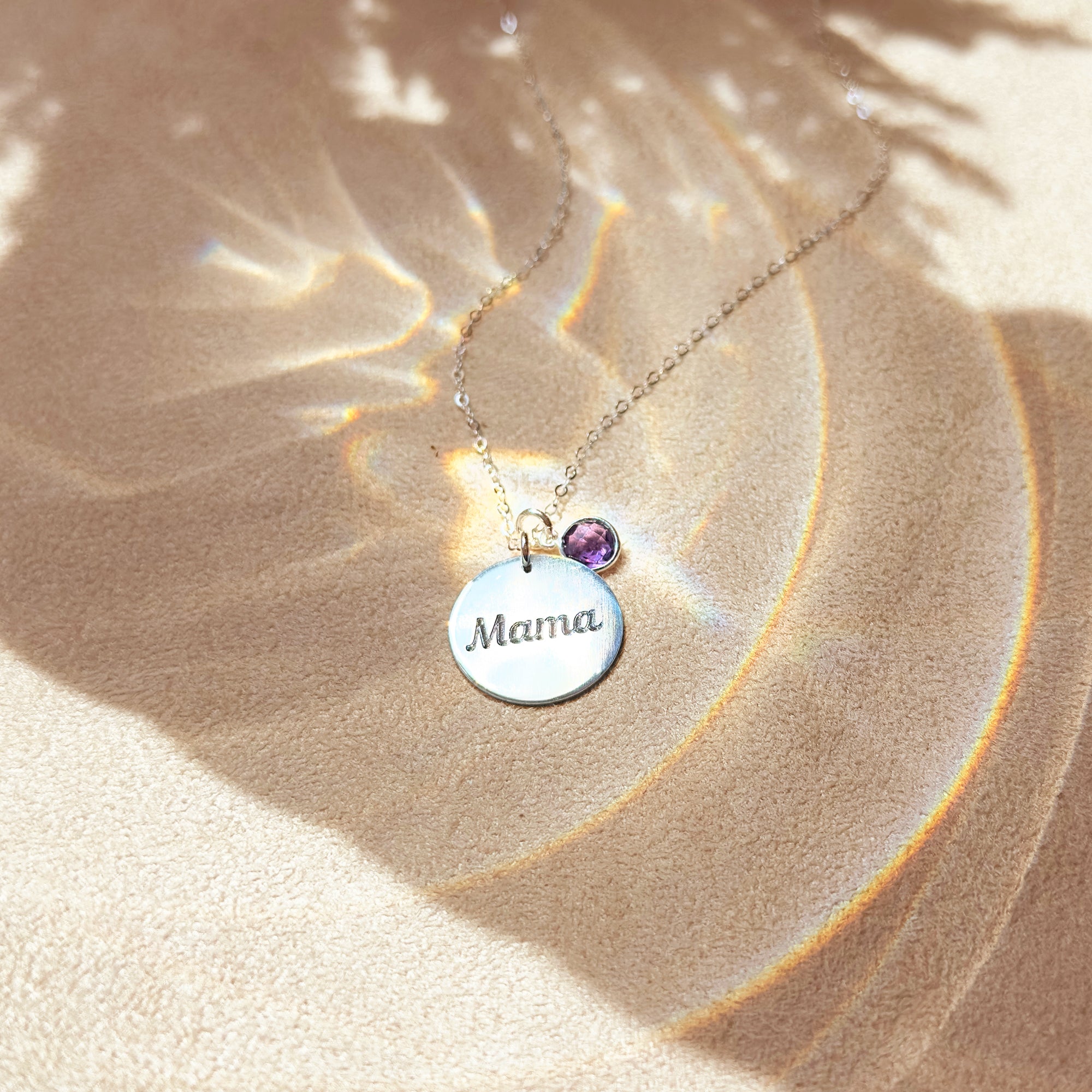 Custom Mama Disc Necklace with Children's Birthstones Mother's