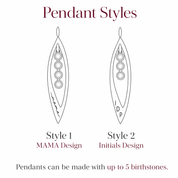 Engraved Open Marquis Family Birthstone Necklace, Mother's Pendant Necklace with Kids Birthstones, Gold, Silver, Rose Gold, Personalized Gift for Mom