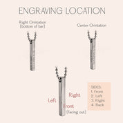 The 3d bar can be engraved on all 4 sides, choose 1 side or all 4. Orientation can be centered or right (bottom of bar)